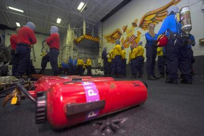 美軍航母紫馬甲列隊是在干什么?了解甲板戰位知識太重要了_軍事